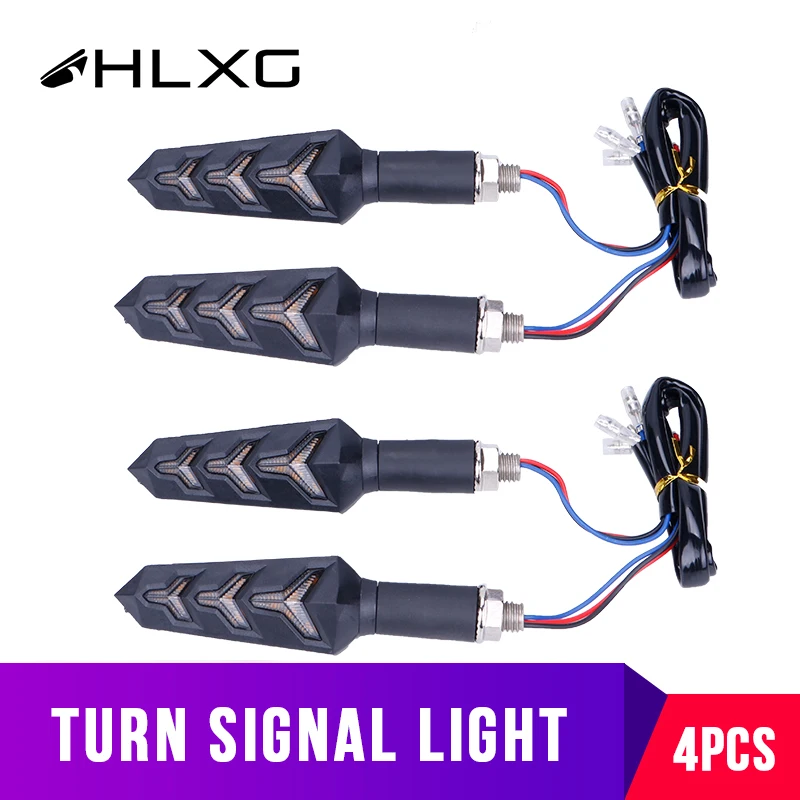 4PCS Motorcycle LED Turn Signals Flowing Water Blinker Flashing Lights Built Relay Bendable Auto Tail Flasher Indicator Lamp 12V |