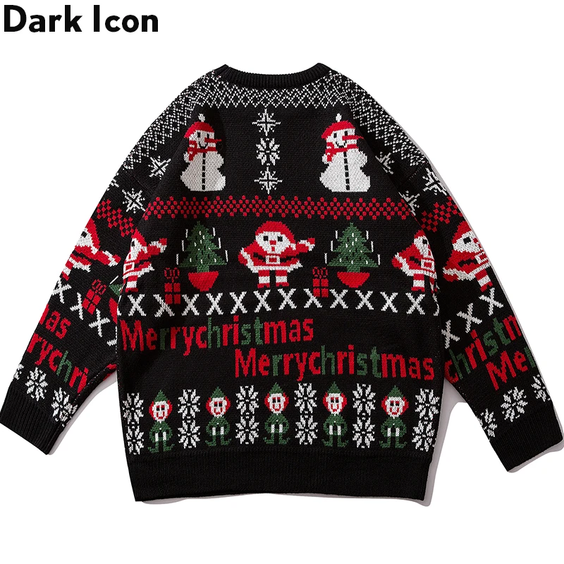 Темный значок Рождественский свитер Для мужчин пуловер с круглым вырезом Для мужчин's свитер жаккардовый вязаный свитер для Для мужчин