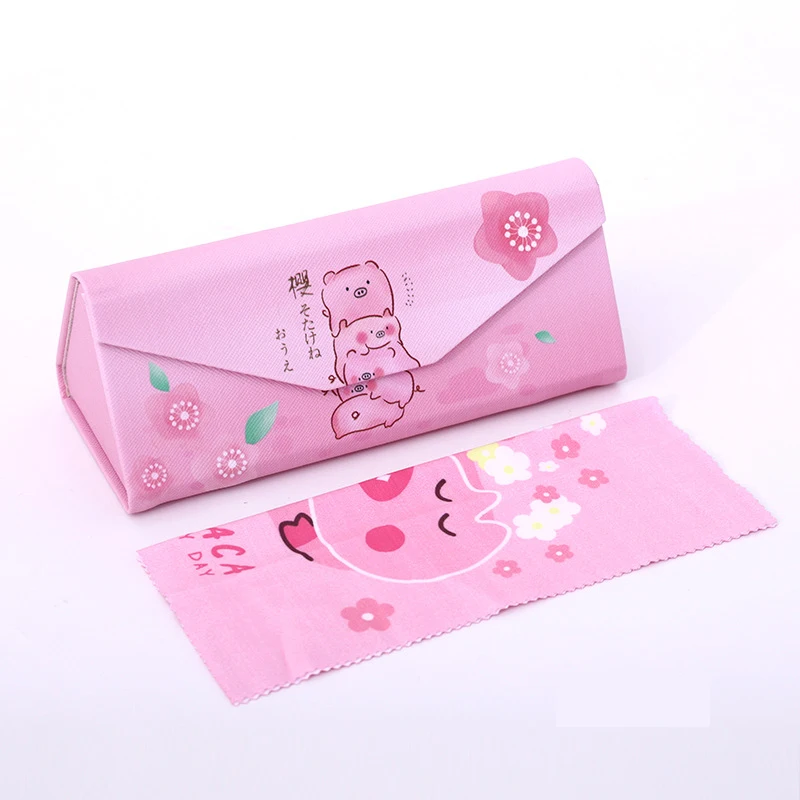 Mimiyou PU футляр для очков с заказной чистой тканью складные солнцезащитные очки коробка портативный Треугольник Защита для очков - Цвет: GLA1227-4