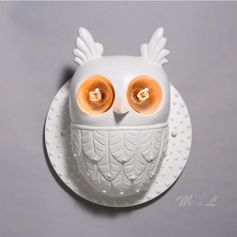 Night Owl Wall Lamp Creative Home Deco Sconces Resin Wall+lamps Living Room Beside Loft Kitchen Fixture Led Light | Лампы и освещение