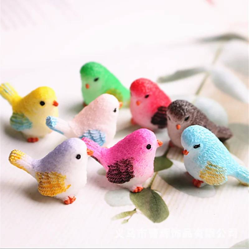 

8pcs/lot Cute Multicolor 3D Little Parrot Bird For Necklace Keychain Pendant DIY Making Accessories