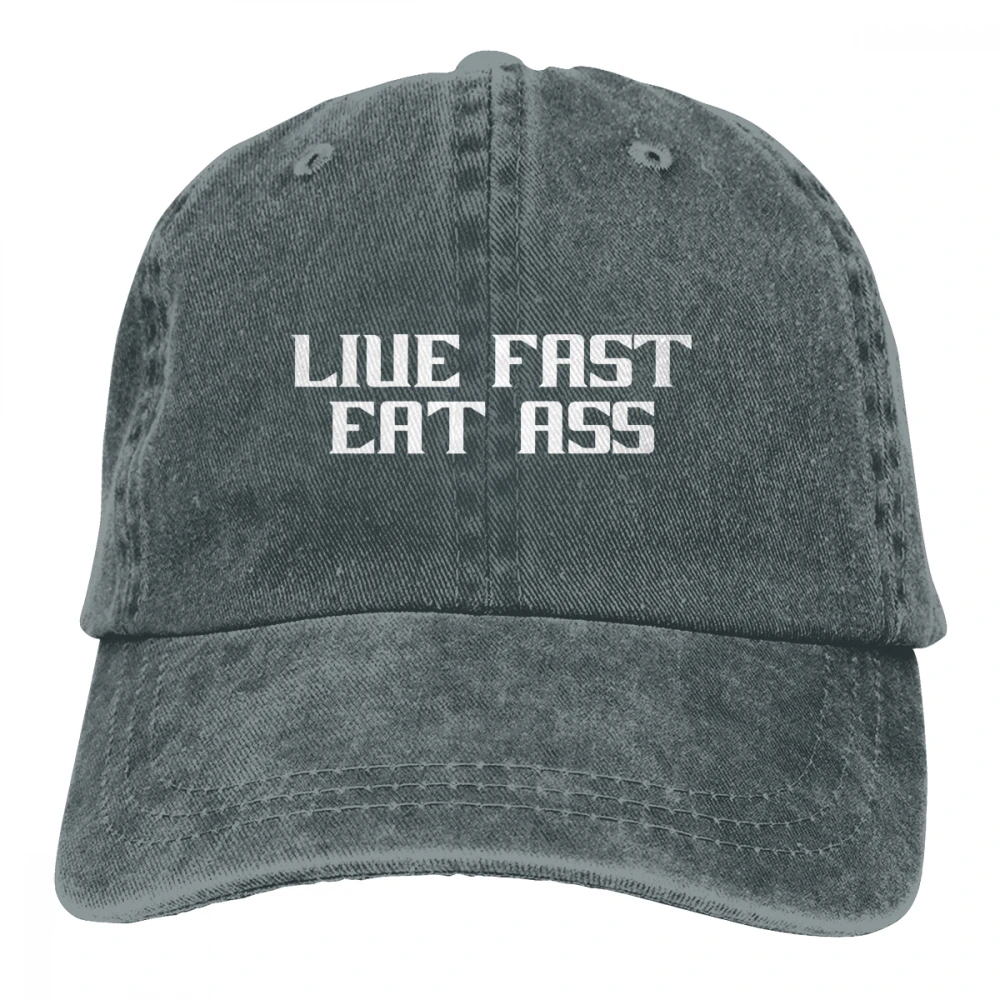 Живи быстро едят попу Casquette черные унисекс Мужские Женские джинсовые бейсболка с ремешком кепки регулируемые Гольф папа шляпа