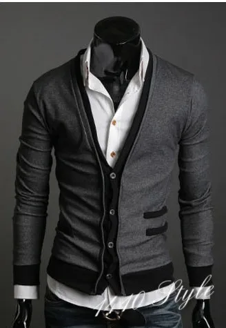 New Men Cardigan Sweaters Fashion Wool Sweatercoat Knitwear Male V-Neck Collar Outerwear Brand Clothing Single-breast