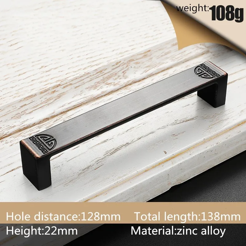 Black 128mm KK& FING 96/128 мм отверстие расстояние мебельные ручки дверца кухонного шкафа Ручка ящика мебель в китайском стиле фурнитура для гардероба - Цвет: Black 128mm