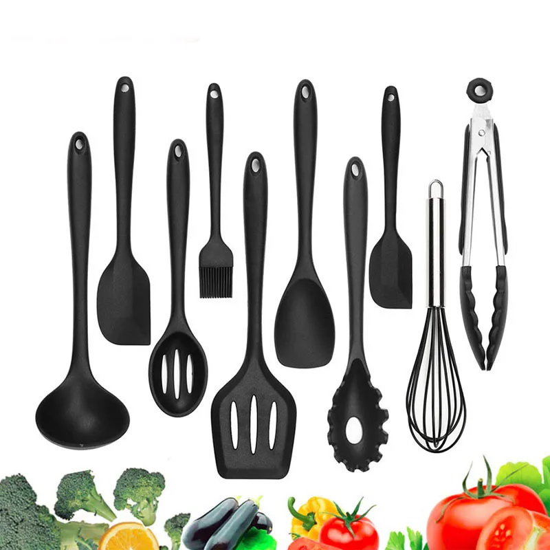 Food Grade Material High Temperature Resistance Multifunction Silicone Cookware Gadget 10 Piece Set Kitchen Kitchenware