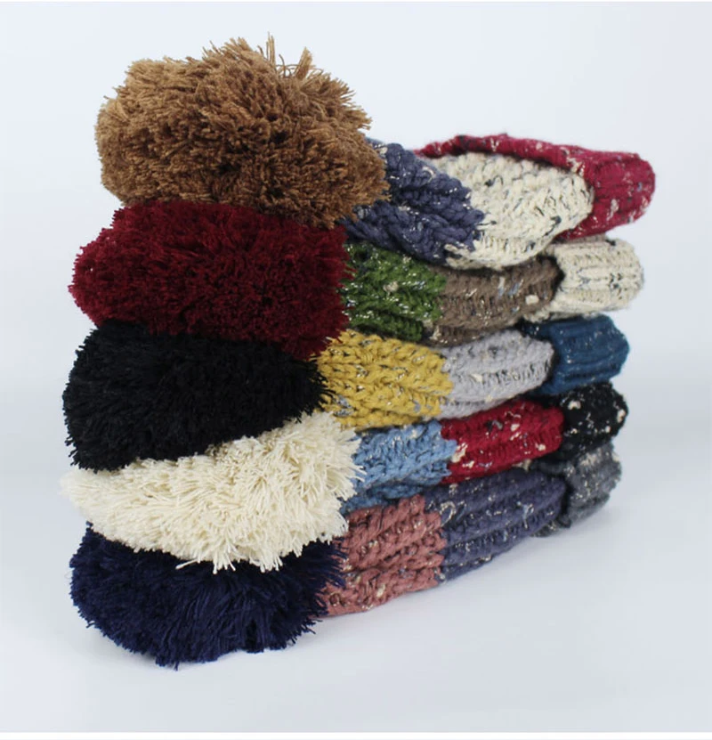 Женская вязаная шапка с помпонами и шариками Skullies Beanies, Повседневная Уличная теплая шапка, женская шапка осень-зима, милая Женская Шапка-бини
