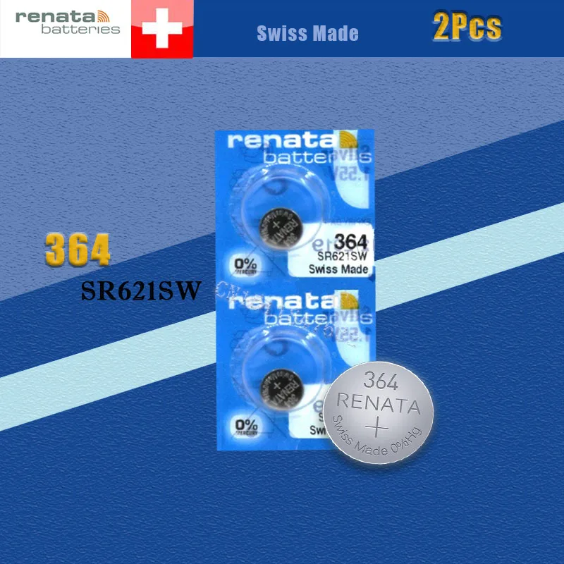2 xrenata оксида серебра часы Батарея 364 SR621SW 621 1,55 V бренд renata 364 renata 621 Батарея