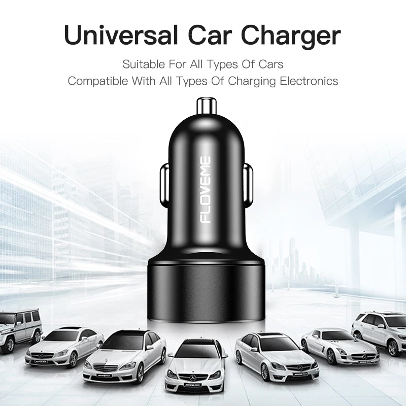 Автомобильное зарядное устройство FLOVEME Quick Charge 3,0 18 Вт QC3.0 Dual USB Автомобильное зарядное устройство для iPhone прикуриватель Быстрый автомобильный адаптер зарядного устройства для телефона