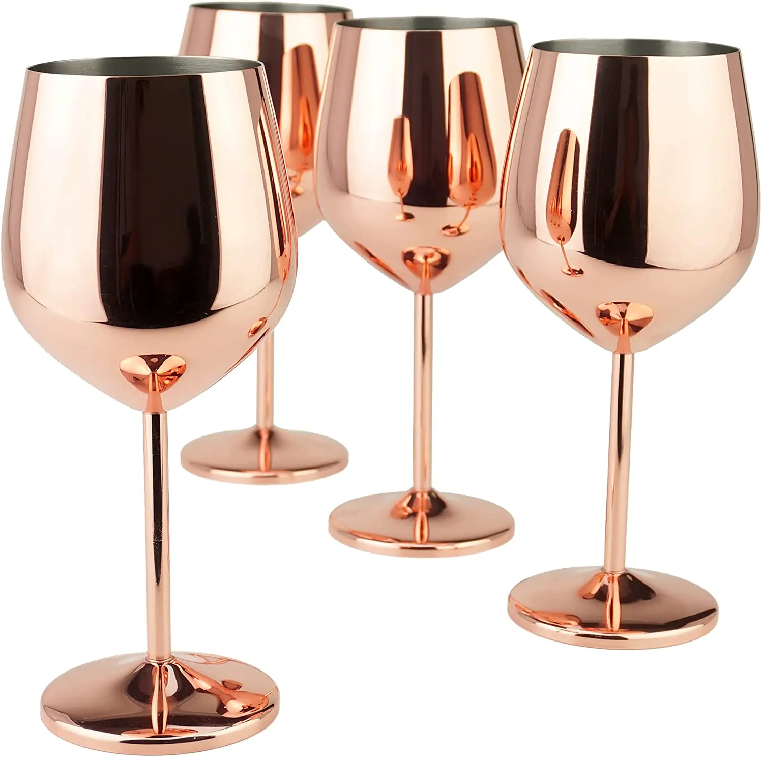 

2pcs Stainless Steel Stemmed Wine Glasses - 18oz Copper Coated Goblets for Outdoor Pool Party, Anniversary and Wedding Toasting