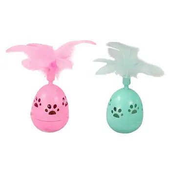 

Lovely Cat Round Plastic Ball Toy Non-toxic Pineapple Shape Pet Kitten Interactive Tumbler Chewing Supplies with Feather