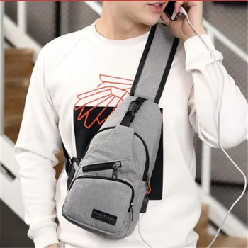 

Male Shoulder Bag USB Charging Crossbody Bags Men Anti Theft Chest Pack School Short Trip Messengers Bag Single Strap Back Bag