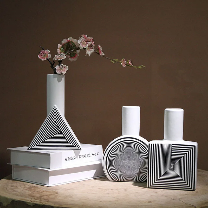 Nordic Abstract Geometry Ceramic Flower Plant Holder Vase Home Decoration Modern Art Desk Hydroponics Room Decor | Дом и сад
