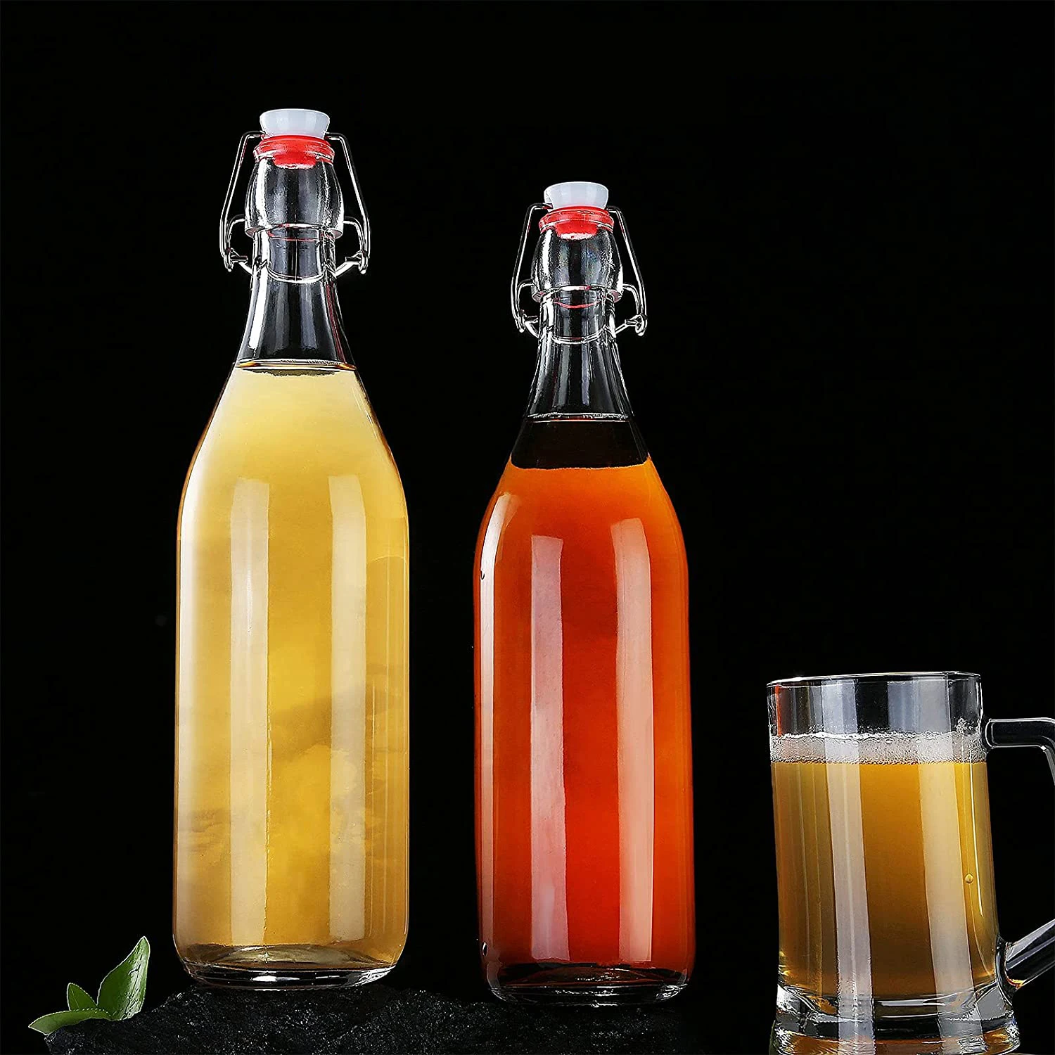 Glass Swing Top Beer Bottles with Flip-top Lid for Carbonated Drinks