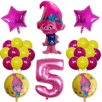 

26Pcs/set Trolls Balloons 30 inch Helium Number Foil Air Balloon happy Birthday Party Latex Ballon Decoration Children's Gifs