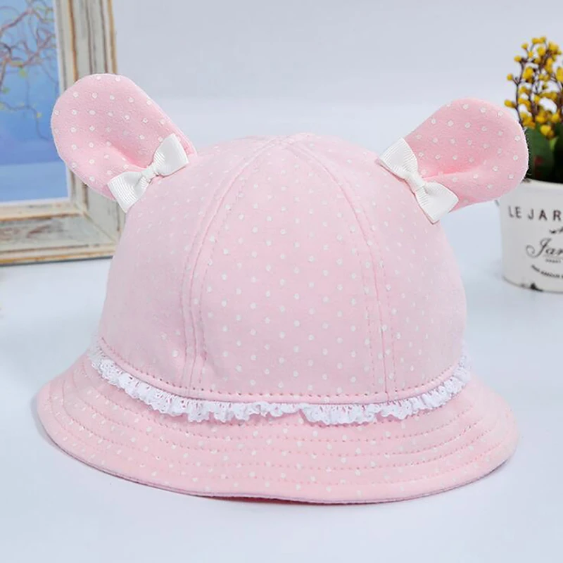 Милые розовые и голубые шапки с заячьими ушками и принтом для маленьких девочек, уличные кепки для рыбалки и защиты от солнца для женщин и