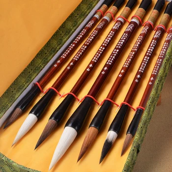 

Chinese Calligraphy Brush Pen Goat Hair Bamboo Shaft Paint Brush Art Stationary Oil Painting Brush gift box set
