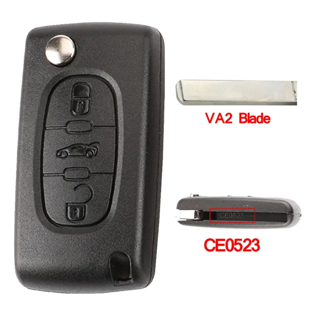 Jingyuqin Remote Flip Car Key Shell For Peugeot 206 408 1/2/3/4/5/6/807 Partner Citroen C1/2/3/4/5/6/7/8 Xsara Picasso CE0523/36 3B Trunk VA2 CE0523