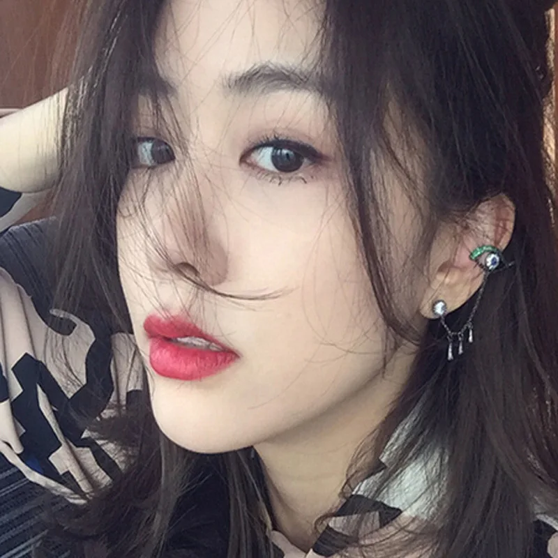 

Korean personality eye drop ear hanging ear clip earring korean earrings rhinestone african indian jewelry