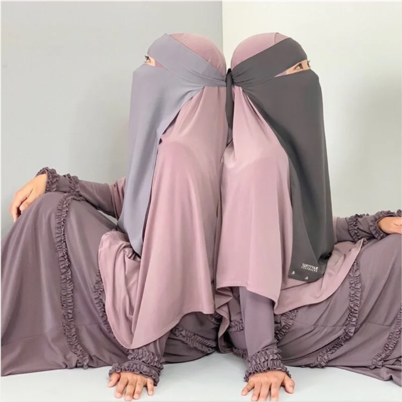 Women Muslim Niqab Burqa Bonnet Veil Modest Wear Hijab Single Layered Amira Islamic Face Cover Arab Prayer Hijabs Scarf | Тематическая