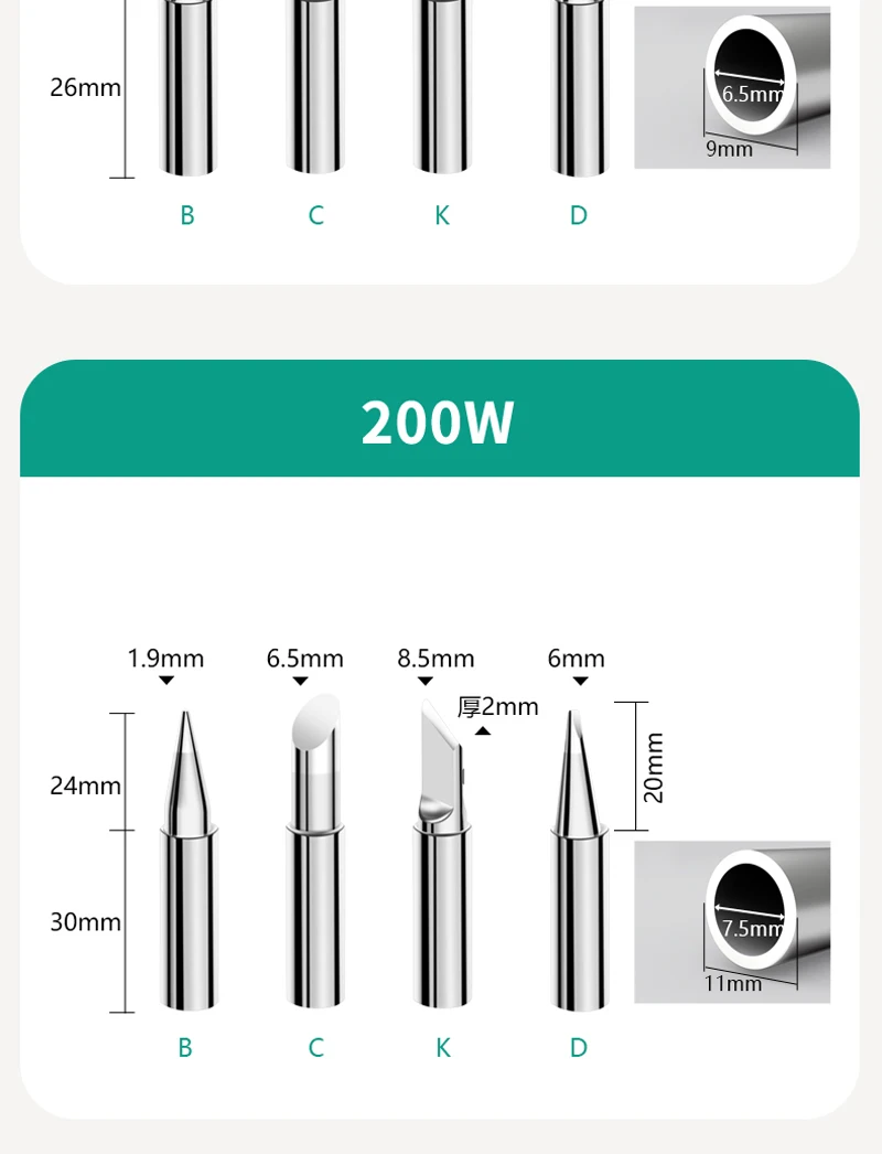 gasless aluminum welding wire 927 Soldering Iron Tips 100W 200W B K D C Soldering Iron Kits Wear-resistant Inside Hot Pure Copper Electric Soldering Iron Tip pipeliner welding hood