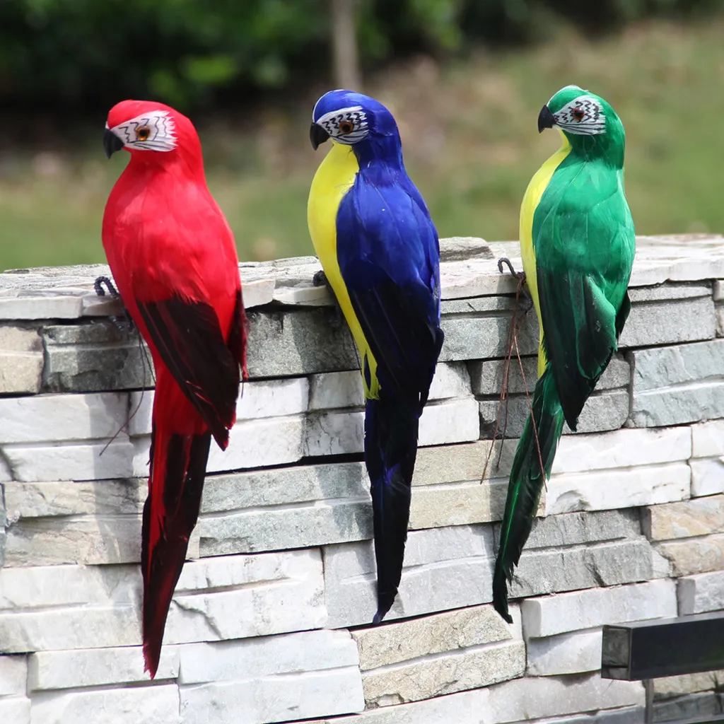 25cm Fake Parrot Artificial Birds Model Outdoor Home Garden Lawn Tree Decor
