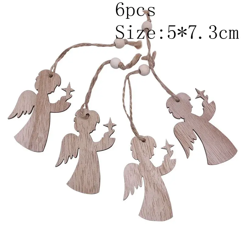6pcs-S03 4/6 шт. Рождество деревянные подвески DIY Изделия из дерева Рождественская елка украшения для дома Рождественский год вечерние украшения подарки для детей - Цвет: 6pcs-S03