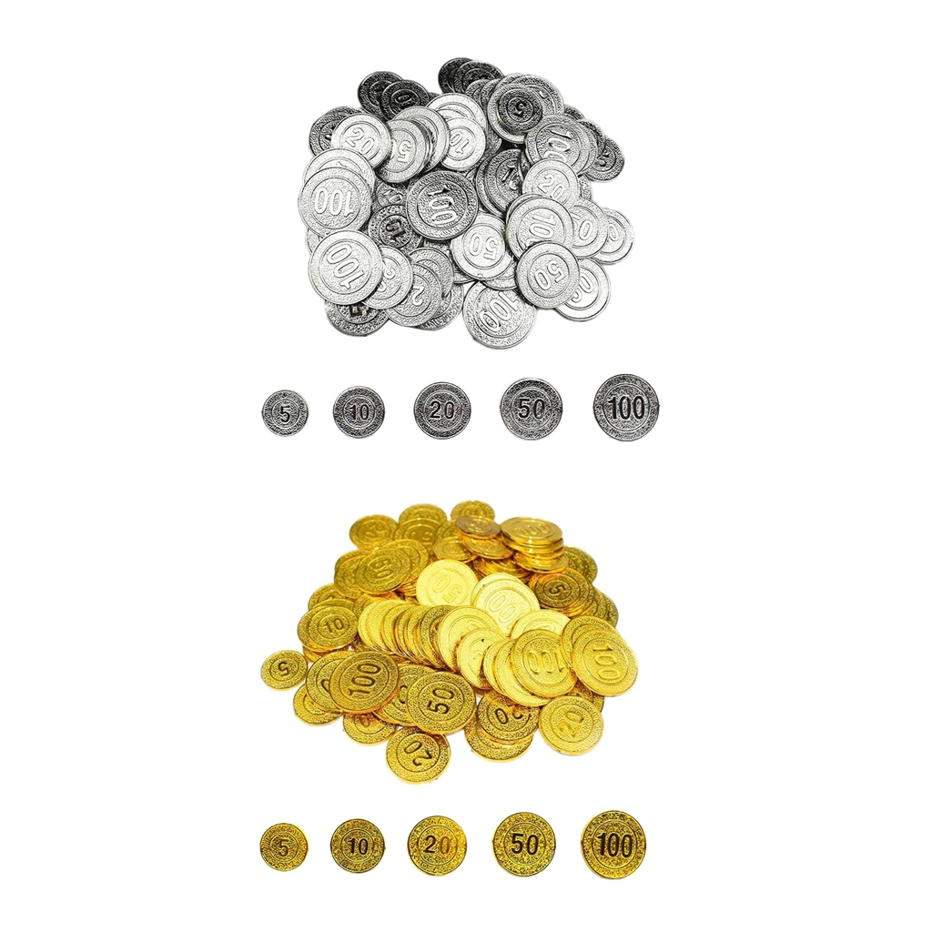 100Pcs/set Poker Chips 5 10 20 50 100 Casino Game Chips Pirate Coins