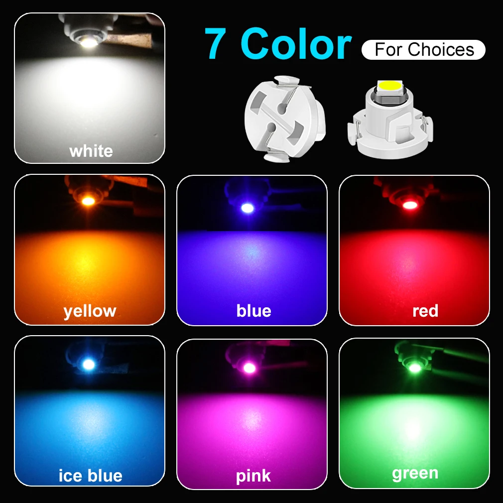 10x T5 T3 T4.2 T4.7 LED Car light Bulb Luces LED Para Auto Interior Side light Instrument Lamp Dashboard Indicator Light  12V - 3