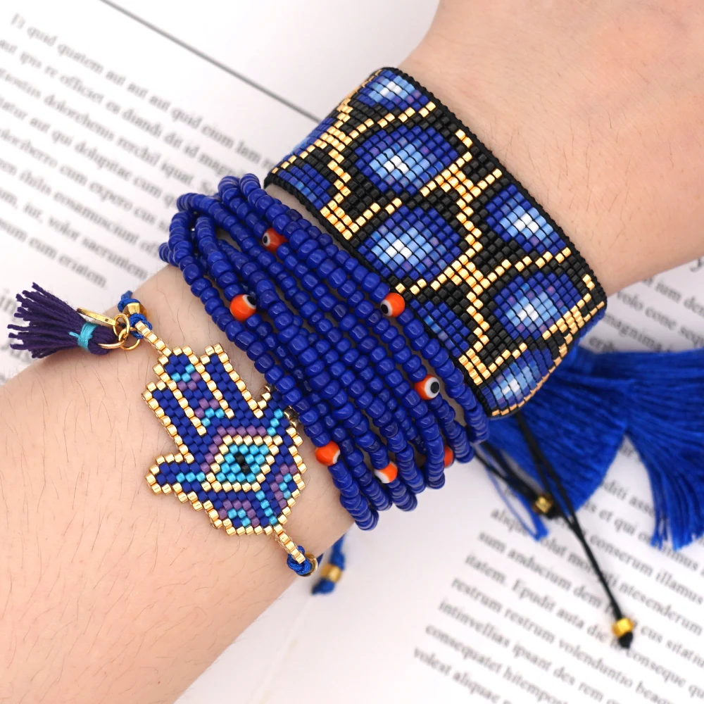 

Go2boho Bracelets MIYUKI Bracelet Jewellery Hamsa Hand Evil Eye Pulseras Mujer Moda Women Leopard Beads Insta New Charm Armband