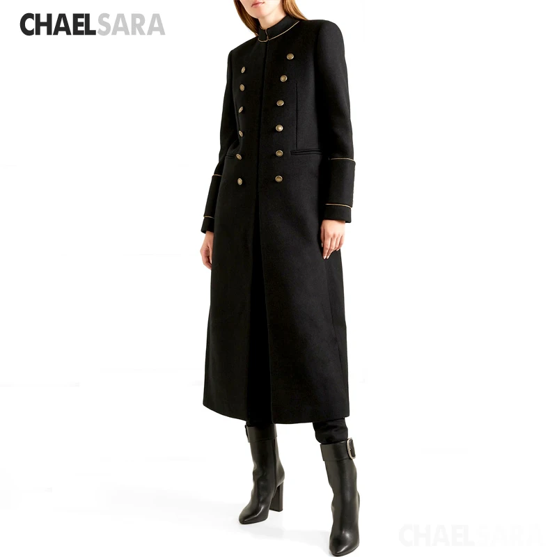 

Women's Vintage Long Wool Coat, High Quality, Classic, Elegant, Stand Collar, Double Breasted, Female Jackets, 2024
