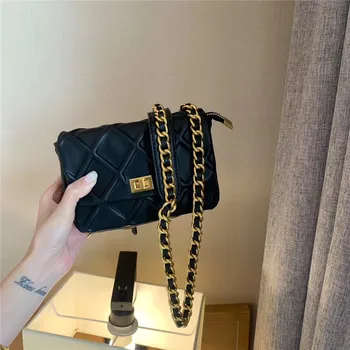 

2020 New Design Luxury Bag Shoulder Messenger Bag for Women Black Diamond Lattice Chain Bag