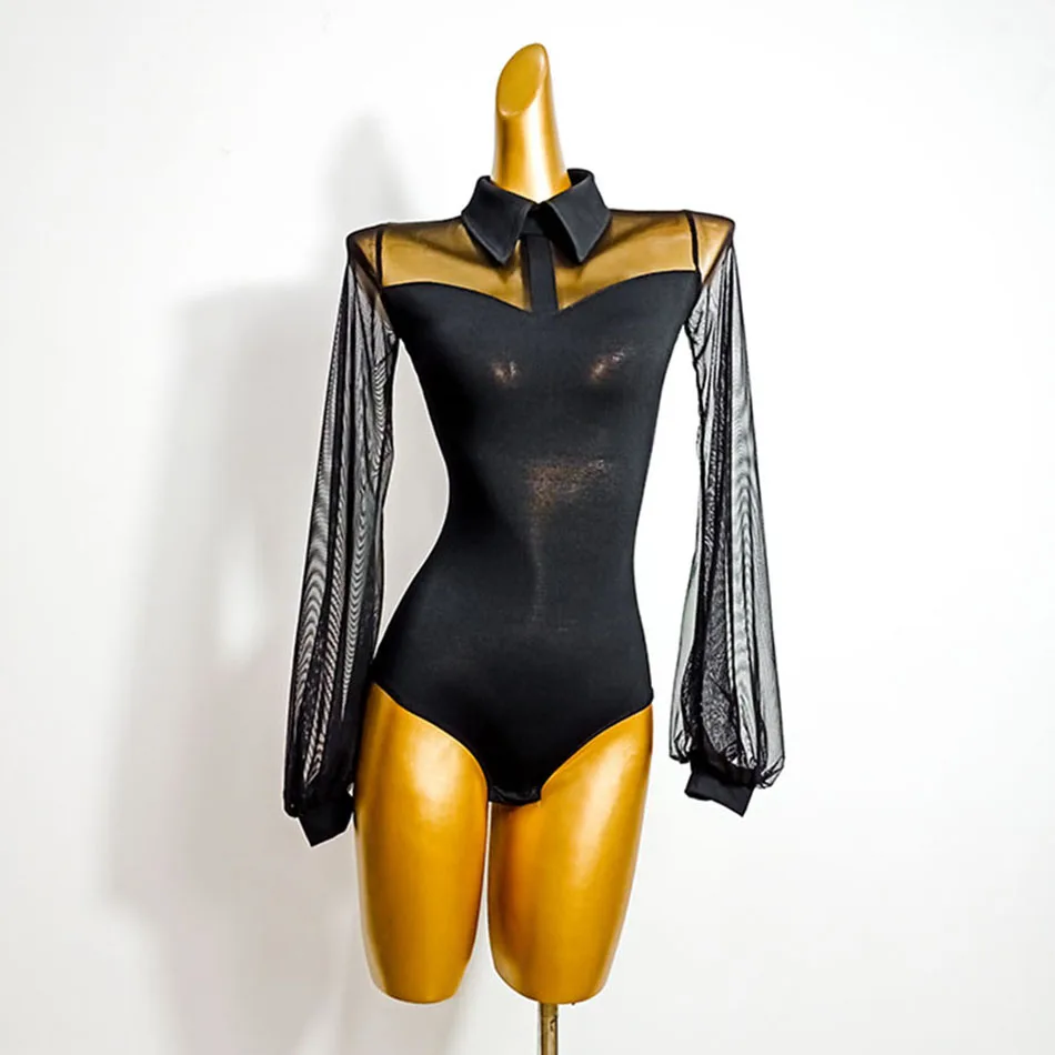 Latin Dance Dress Women Black Long Sleeve Latin Dance Tops for Ballroom Samba Tango Chacha Dancing Performamnce TH501 dance dress