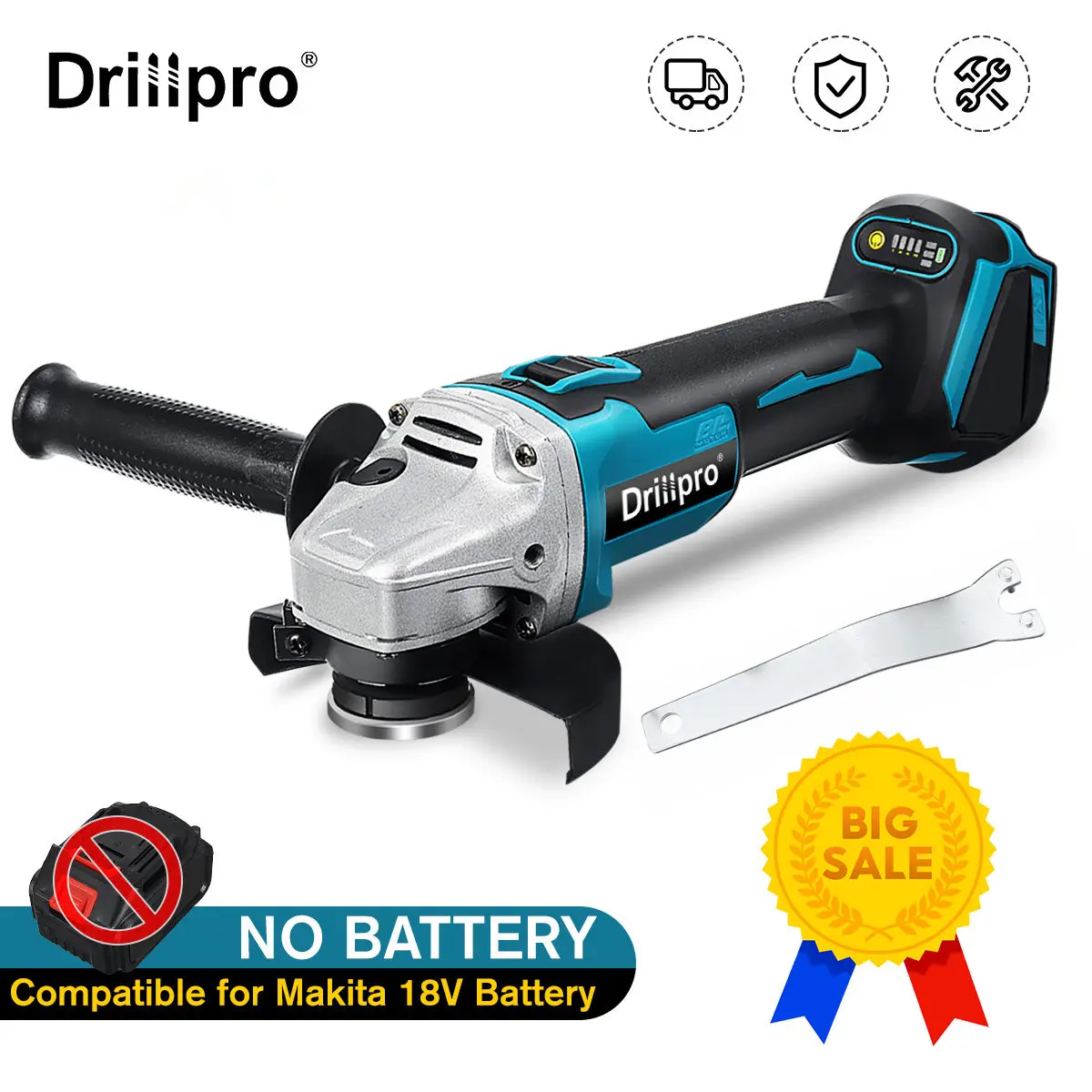 Бесщеточная электрическая угловая шлифовальная машина Drillpro 125 мм 4-скоростная