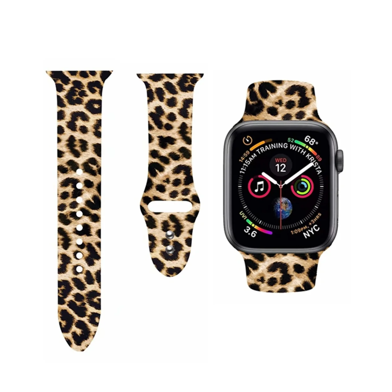 Ремешок для часов Apple watch силиконовый браслет с цветочным принтом и леопардовым
