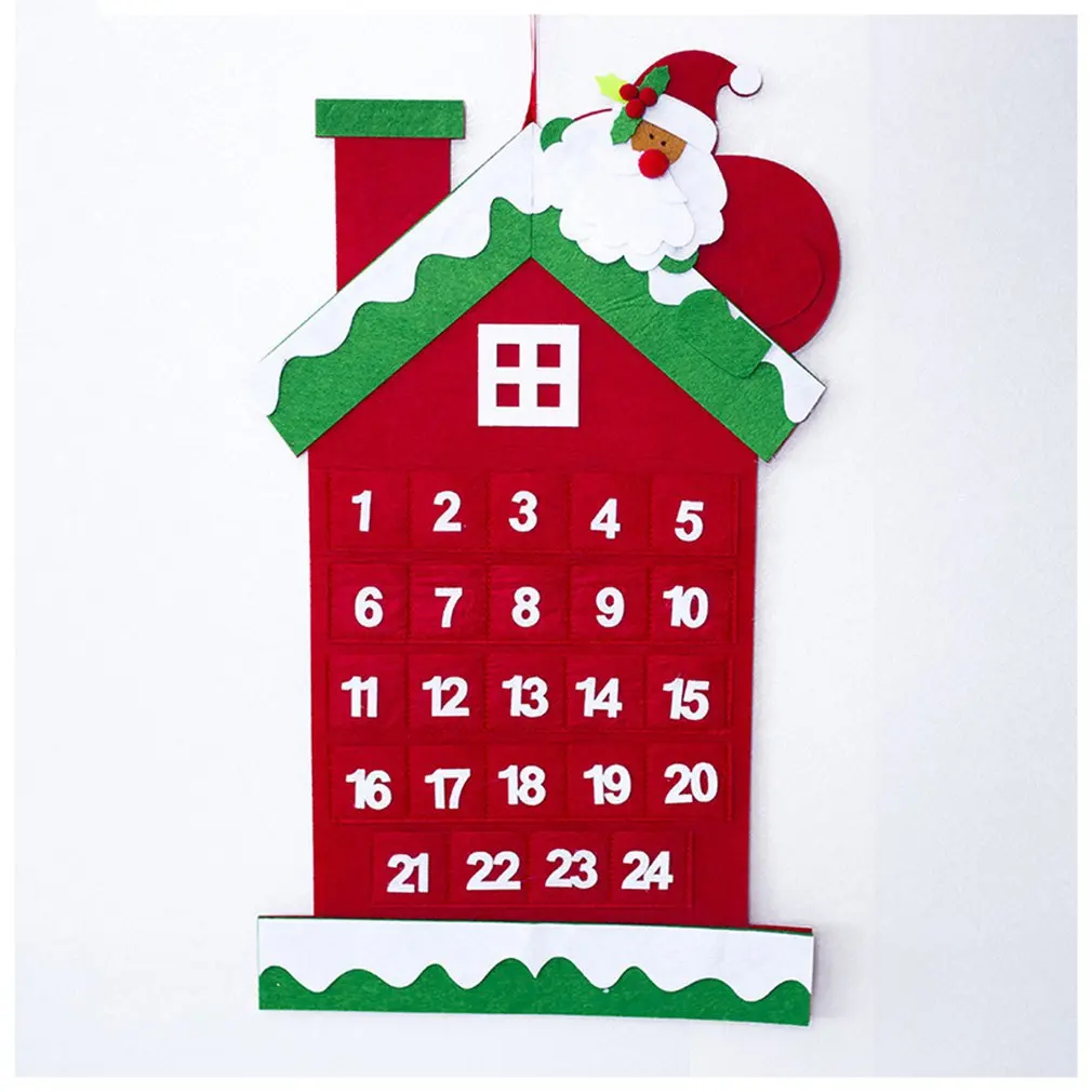 House calendar Sui Bao, Рождественская фетровая Подвеска для календаря, Рождественский обратный отсчет, календарь, карта, форма дома, рождественские украшения, календарь - Цвет: House calendar