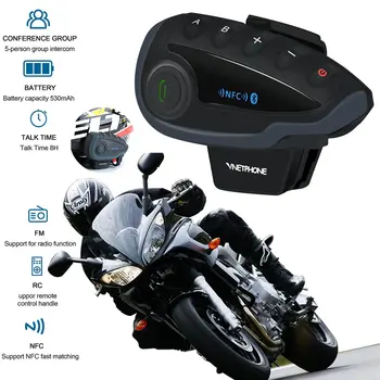 

Cycling Full Duplex Walkie-talkie 5 People Smart Chip Wireless Motorcycle Helmet Walkie-talkie Fm Radio V8