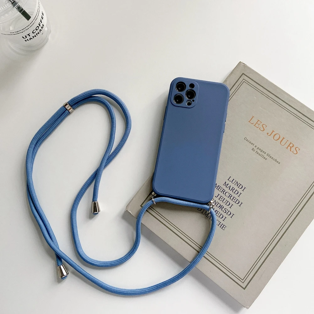 Crossbody Necklace Strap Lanyard Cord Liquid Silicone Phone Case For iphone 13 12 MiNi 11 Pro X XR XS Max 6s 7 8 Plus SE 2 Cover cool iphone 12 pro max cases