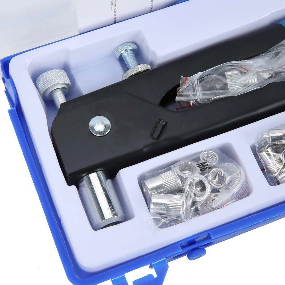 86PCS/106PCS Hand Nut Rivet Gun Riveter Nutsert Kit M3 M4 M5 M6 M8 Threaded Nut Rive Tool