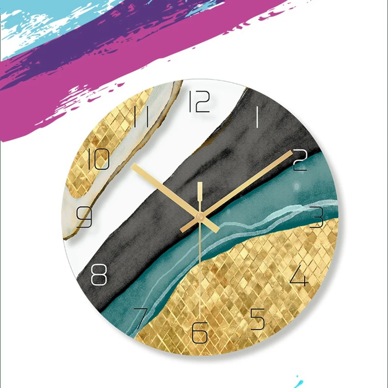 Tanie Zegar ścienny nordycki dekoracyjny marmurowy zegar ścienny kwarcowy cichy okrągły szklany zegar ścienny nowoczesny Design Home Decoration