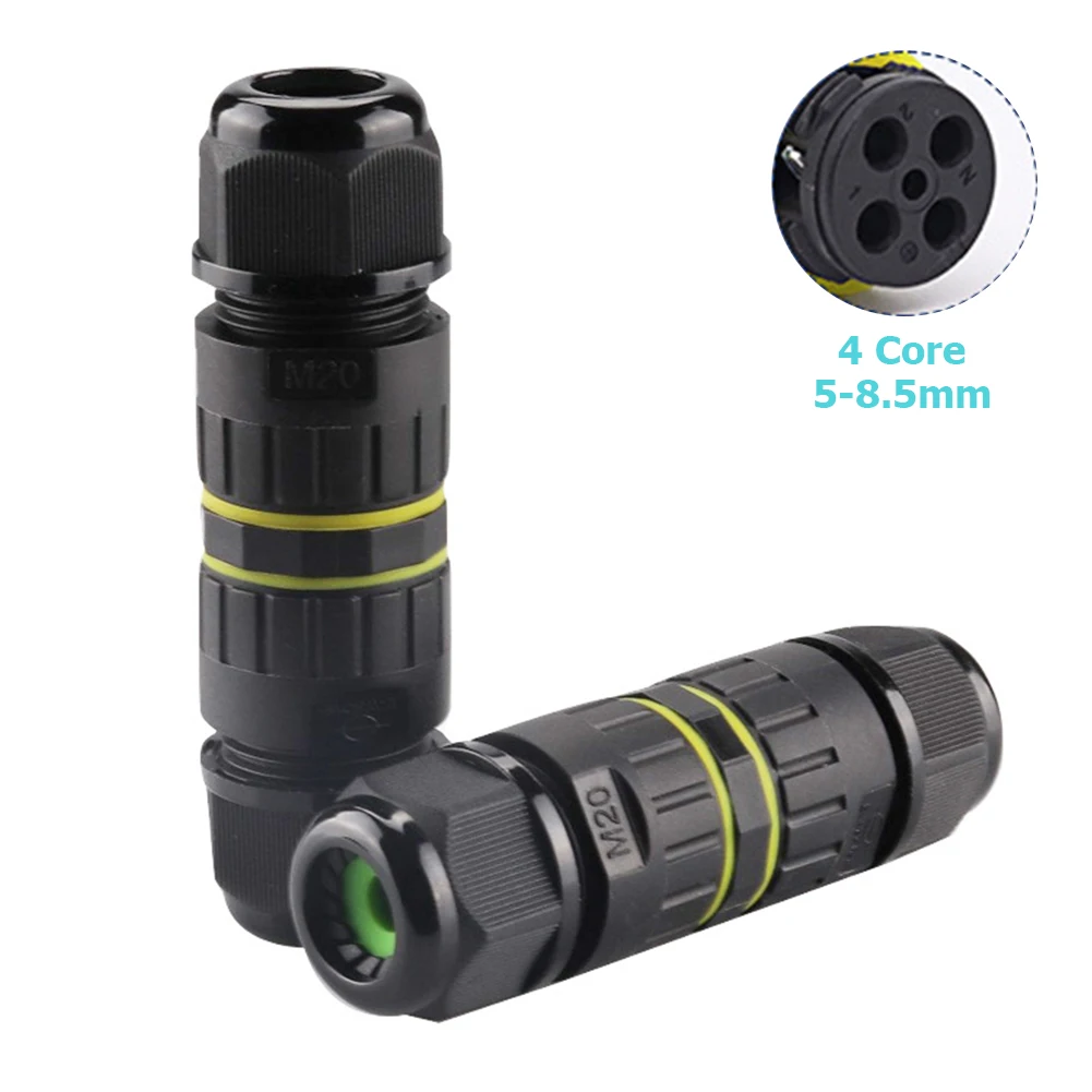 5 to 8.5mm 2 шт. M20 открытый прямой провод адаптер Электрический IP68 водонепроницаемый распределительная коробка пластиковая муфта Кабельный разъем 20A соединительное уплотнение - Цвет: 5 to 8.5mm