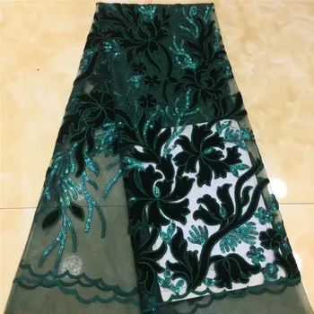 

Latest French Tulle Lace Fabric With Sequined 2019 High Quality African Nigerian Mesh Laces Fabrics For Wedding Dresses xz82-432