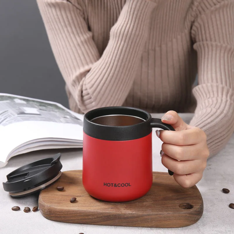 350ml Stainless Steel Coffee Thermos Cup Double Wall Vacuum Flask Fashion Brief Insulated Travel Mug - Цвет: Красный