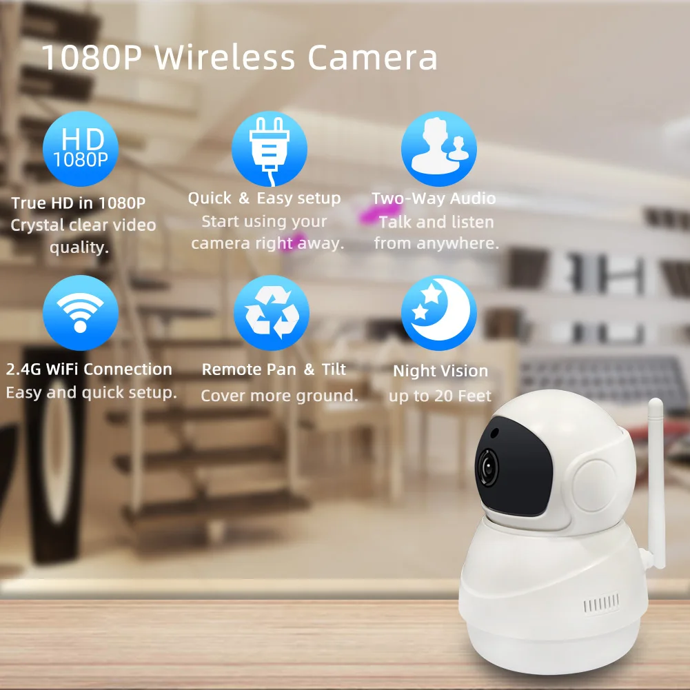 Wifi ip-камера 1080P Беспроводная CCTV ip-камера безопасности HD H.264 Wifi 2,0 мегапикселей двусторонняя для детского монитора Домашняя безопасность ИК-камера