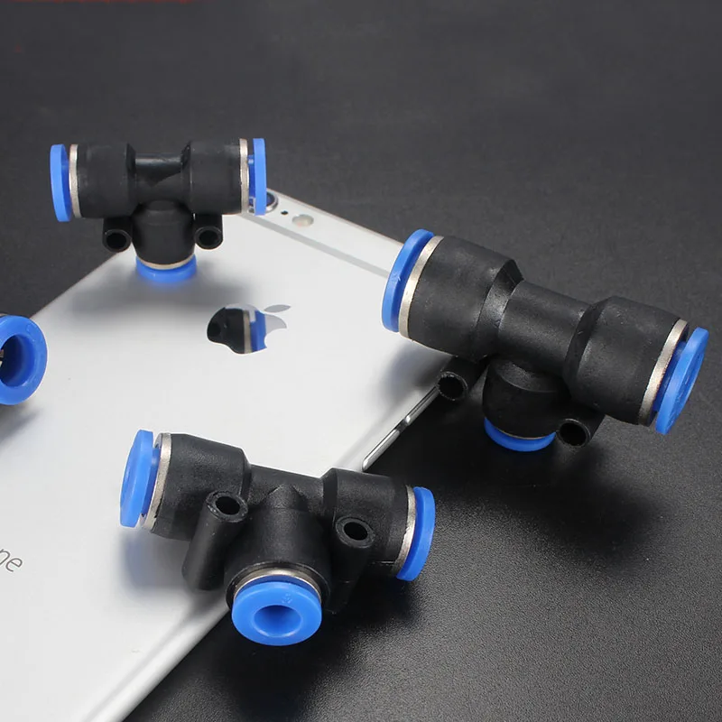 

Plastic quick-connect quick connector Pneumatic air pipe connector adapter jointer T-type three-way PE-4 6 8 10 12 14 16mm