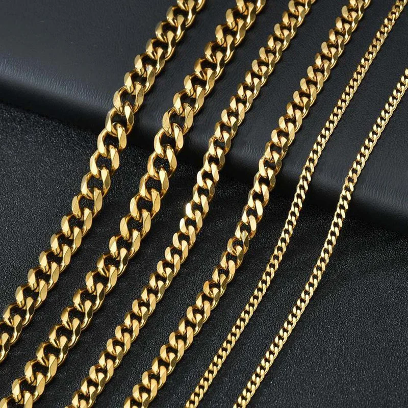2021 Classic Men Necklace Width 3 To 7 MM Stainless Steel Long Necklace For Men Women Chain Jewelry 5
