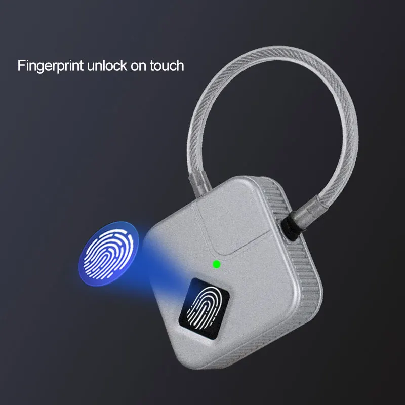 

USB Rechargeable Smart Fingerprint Lock IP66 Waterproof Anti-Theft Security Padlock Door Luggage Case Garage Lock Build battery