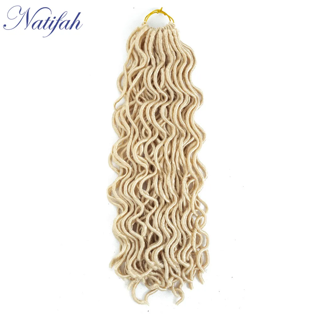 Natifah Faux locs Curly, вязанные крючком косички, волосы, синтетические дреды, наращивание волос 20 дюймов, 20 корней, блонд, черный, кудрявые косички - Цвет: #613
