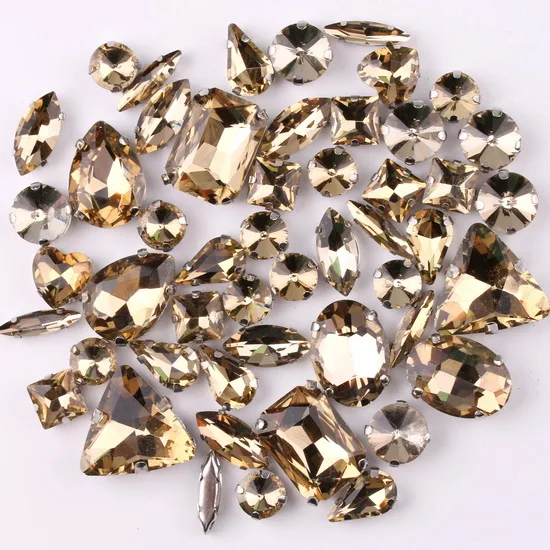 Silver Claw Setting Crystal Rhinestones - 50pcs Mixed Shapes, Clear & Jelly Candy AB