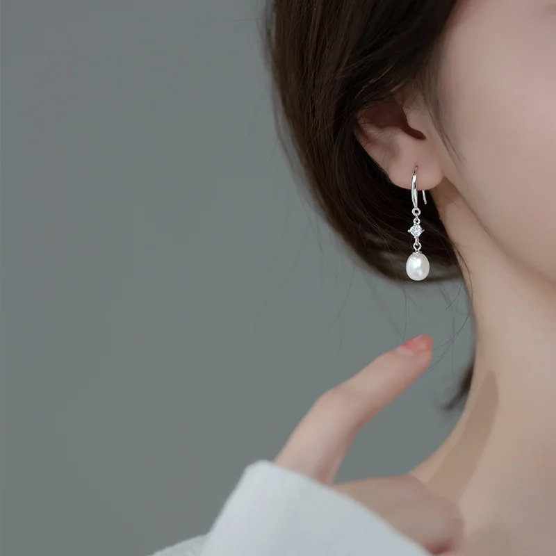 WANTME , 우아한 패션, 천연 바로크 진주 펜던트 귀걸이, 매력적인 결혼 기념일 주얼리