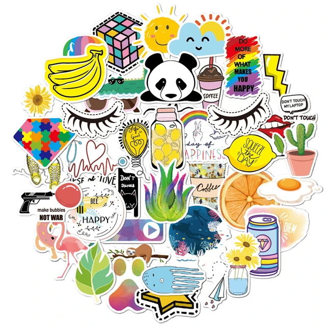 50 PCS Black And White Vsco Stickers For Chidren Toy Waterproof Sticker For  Suitcase Laptop Bicycle Phone Helmet Decals - AliExpress